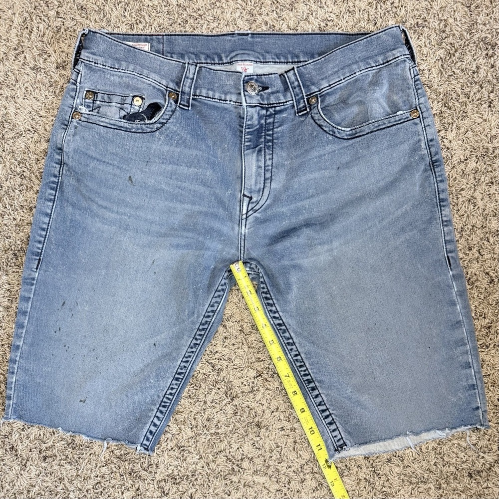 True Religion Ricky Relaxed Straight Denim Shorts Mens 36 Raw Hem - Picture 8 of 12